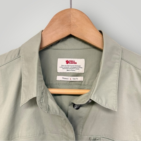 FJALLRAVEN High Coast Stretch Shirt Green Sz L Slim Fit - Picture 3 of 10